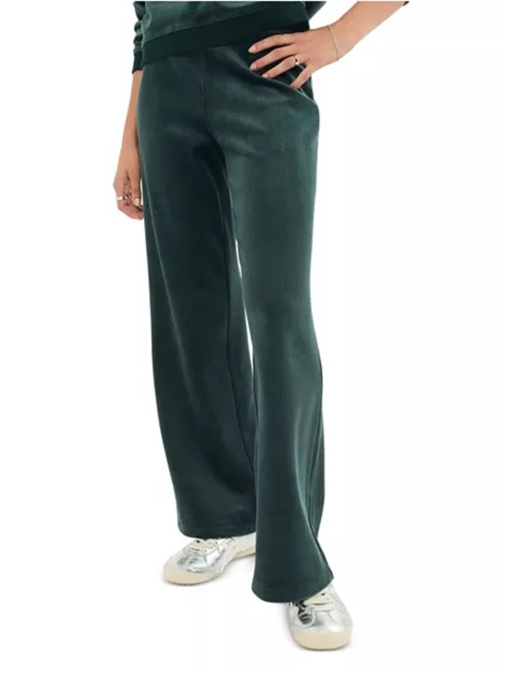 🌿 Marine Layer Velour Corduroy Flare Pants Dark Green Size Small